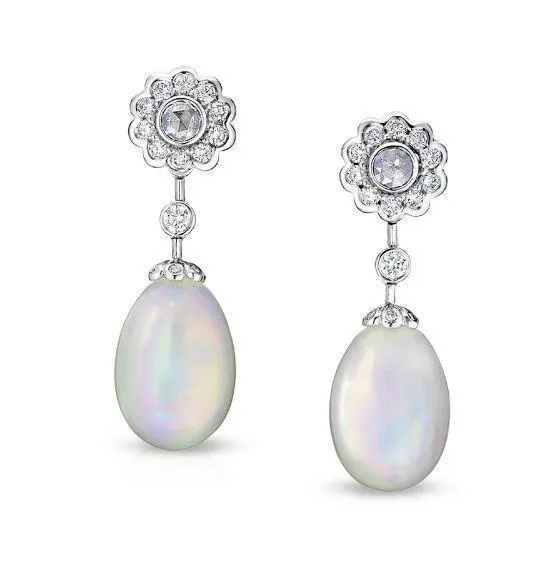 Faberge Imperial Karenina 18ct White Gold Opal Diamond Earrings