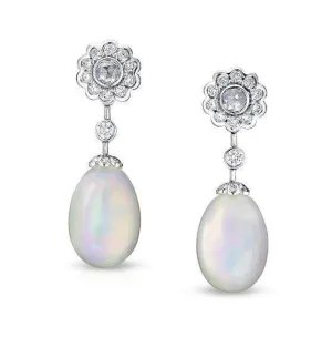 Faberge Imperial Karenina 18ct White Gold Opal Diamond Earrings