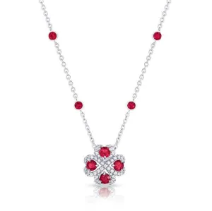 Faberge Imperial Quadrille 18ct White Gold Ruby Diamond Pendant