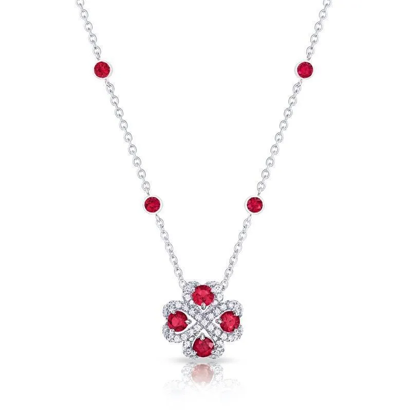Faberge Imperial Quadrille 18ct White Gold Ruby Diamond Pendant