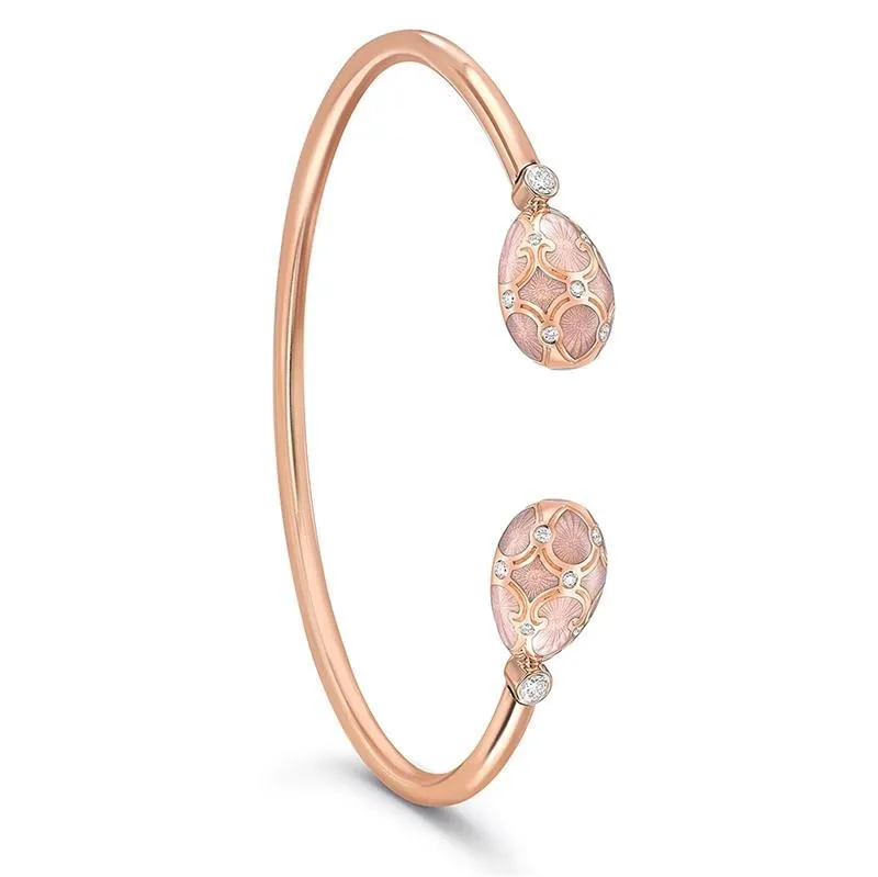 Faberge Palais Tsarskoye Selo 18ct Rose Gold Diamond Open Set Bangle