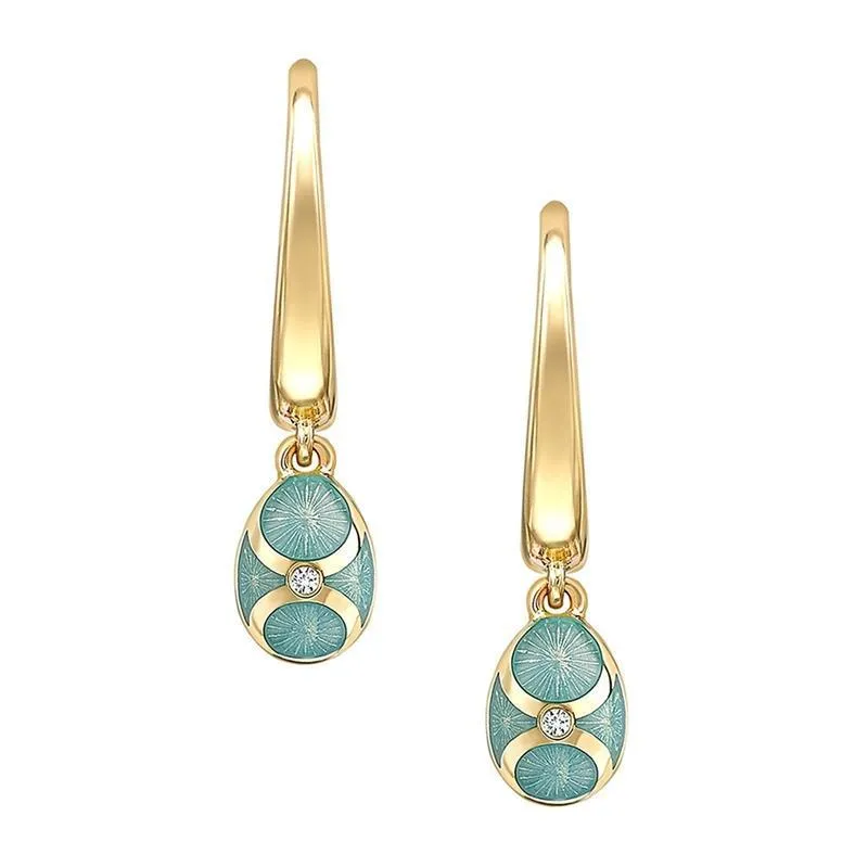 Faberge Palais Tsarskoye Selo 18ct Yellow Gold Turquoise Drop Earrings