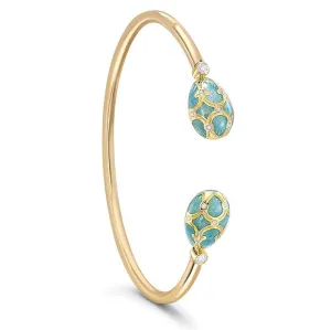Faberge Palais Tsarskoye Selo 18ct Yellow Gold Turquoise Open Set Bangle