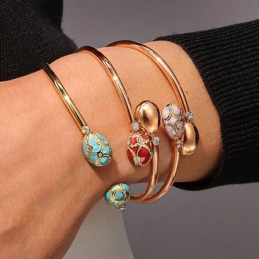 Faberge Palais Tsarskoye Selo 18ct Yellow Gold Turquoise Open Set Bangle