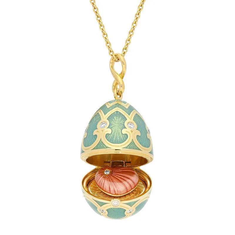Faberge Palais Tsarskoye Selo Turquoise Locket With Heart Surprise
