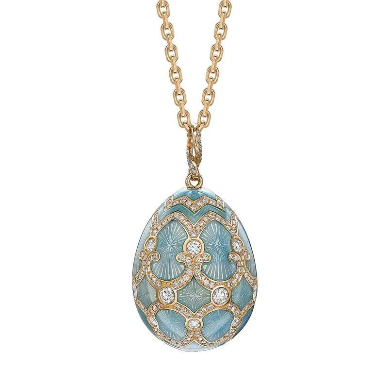 Faberge Palais Tsarskoye Selo Yellow Gold Diamond Turquoise Large Pendant