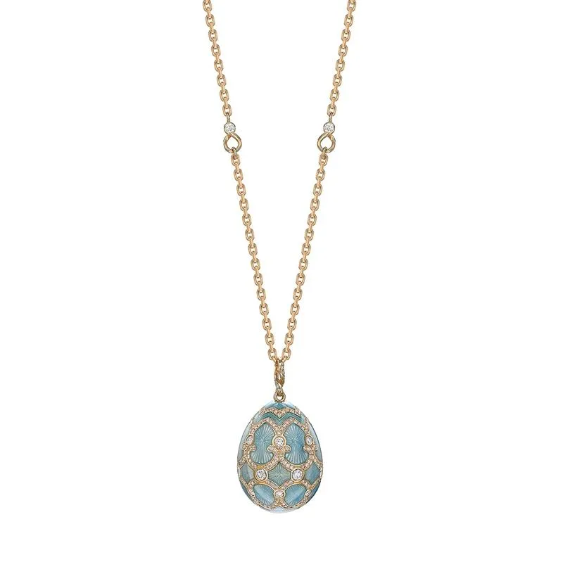 Faberge Palais Tsarskoye Selo Yellow Gold Diamond Turquoise Large Pendant