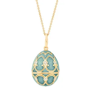 Faberge Palais Tsarskoye Selo Yellow Gold Diamond Turquoise Pendant
