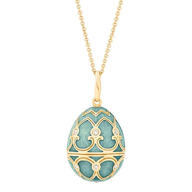 Faberge Palais Tsarskoye Selo Yellow Gold Diamond Turquoise Pendant