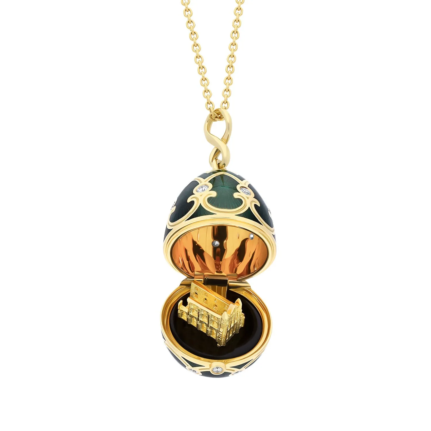 Faberge Palais Tsarskoye Selo Yellow Gold Locket With Whitby Jet Surprise Limited Edition Locket