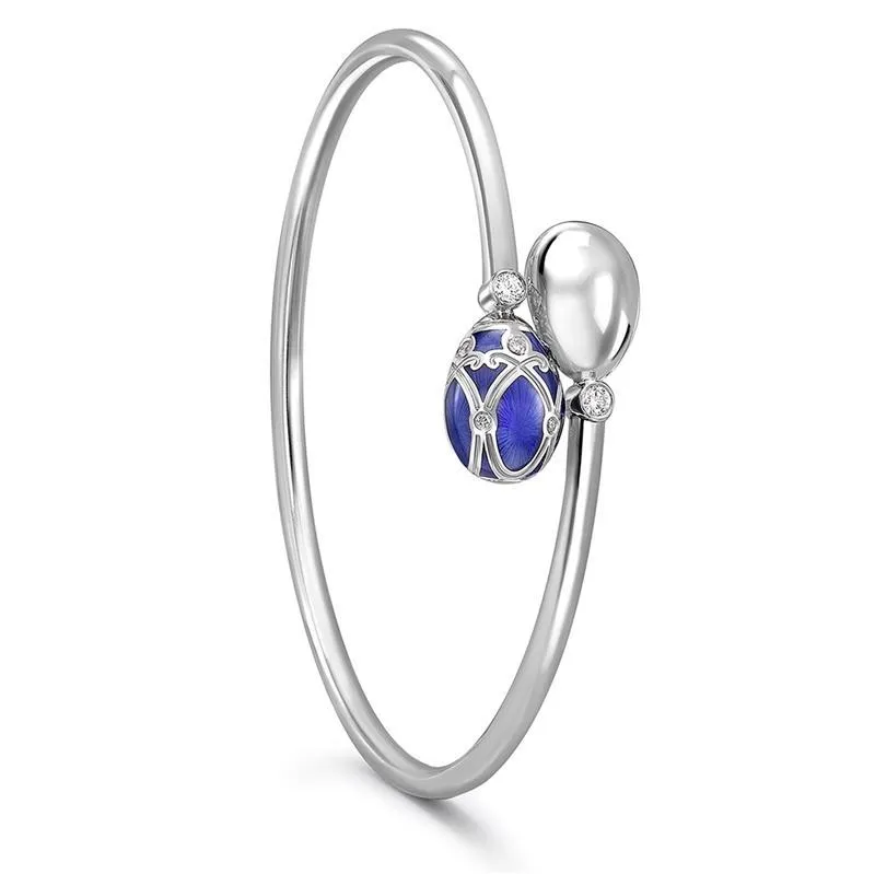 Faberge Palais Yelagin 18ct White Gold Royal Blue Crossover Bangle
