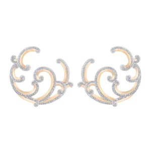 Faberge Rococo 18ct Rose Gold Pave Diamond Hoop Earrings