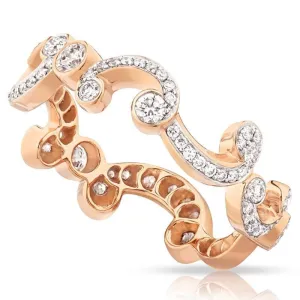 Faberge Rococo 18ct Rose Gold Pave Diamond Thin Ring D