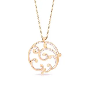 Faberge Rococo 18ct Rose Gold Pink Enamel Large Pendant D