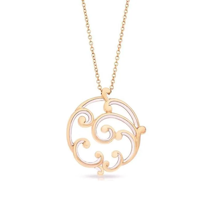 Faberge Rococo 18ct Rose Gold Pink Enamel Large Pendant D