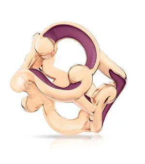 Faberge Rococo 18ct Rose Gold Purple Enamel Wide Ring