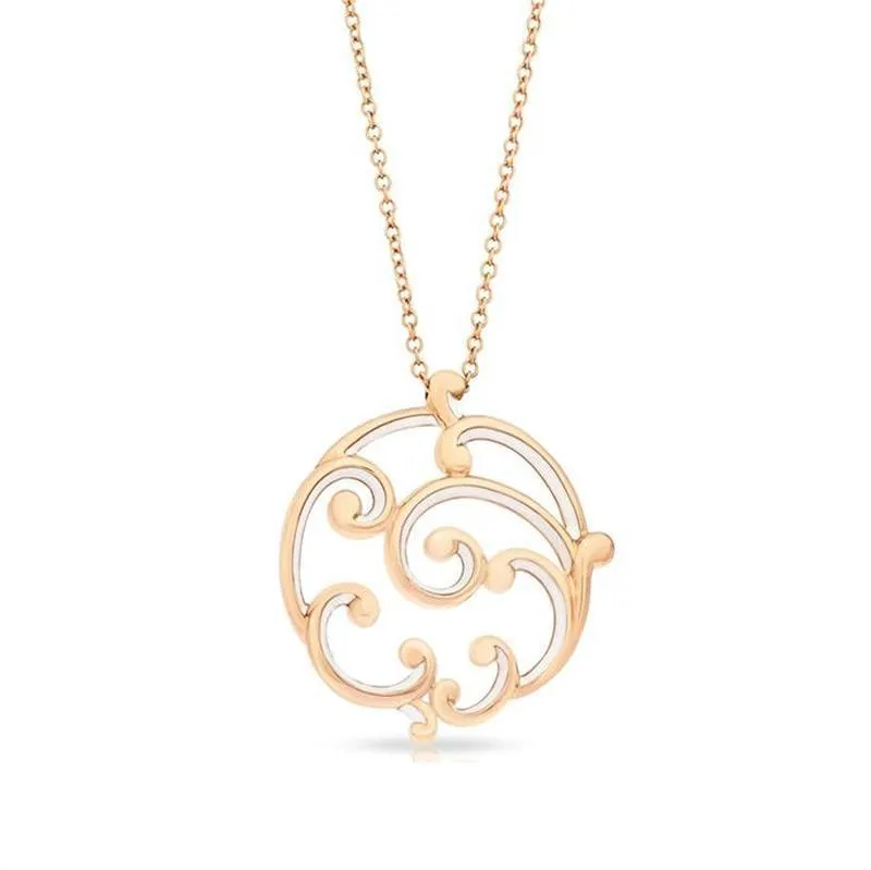 Faberge Rococo 18ct Rose Gold White Enamel Large Pendant