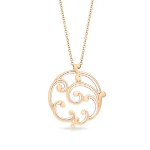 Faberge Rococo 18ct Rose Gold White Enamel Large Pendant