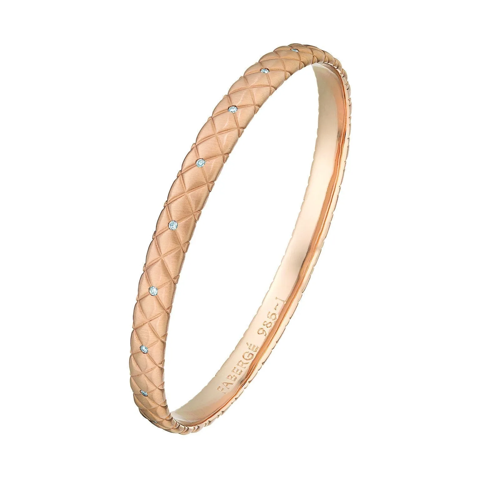 Faberge Treillage 18ct Rose Gold Diamond Matt Bangle
