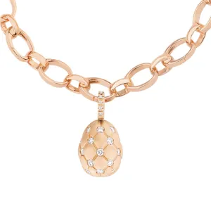 Faberge Treillage 18ct Rose Gold Diamond Matt Charm