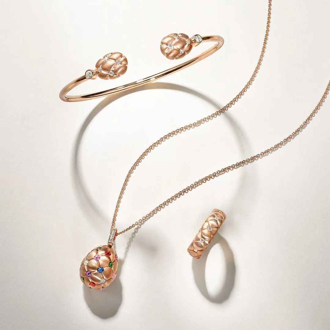 Faberge Treillage 18ct Rose Gold Diamond Open Set Bangle