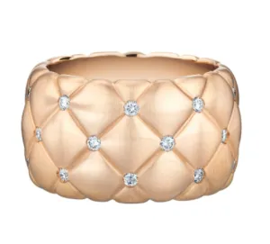 Faberge Treillage 18ct Rose Gold Diamond Wide Ring