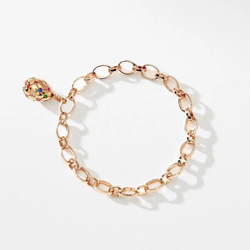 Faberge Treillage 18ct Rose Gold Multi Coloured Polished Charm