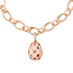 Faberge Treillage 18ct Rose Gold Multi Coloured Polished Charm
