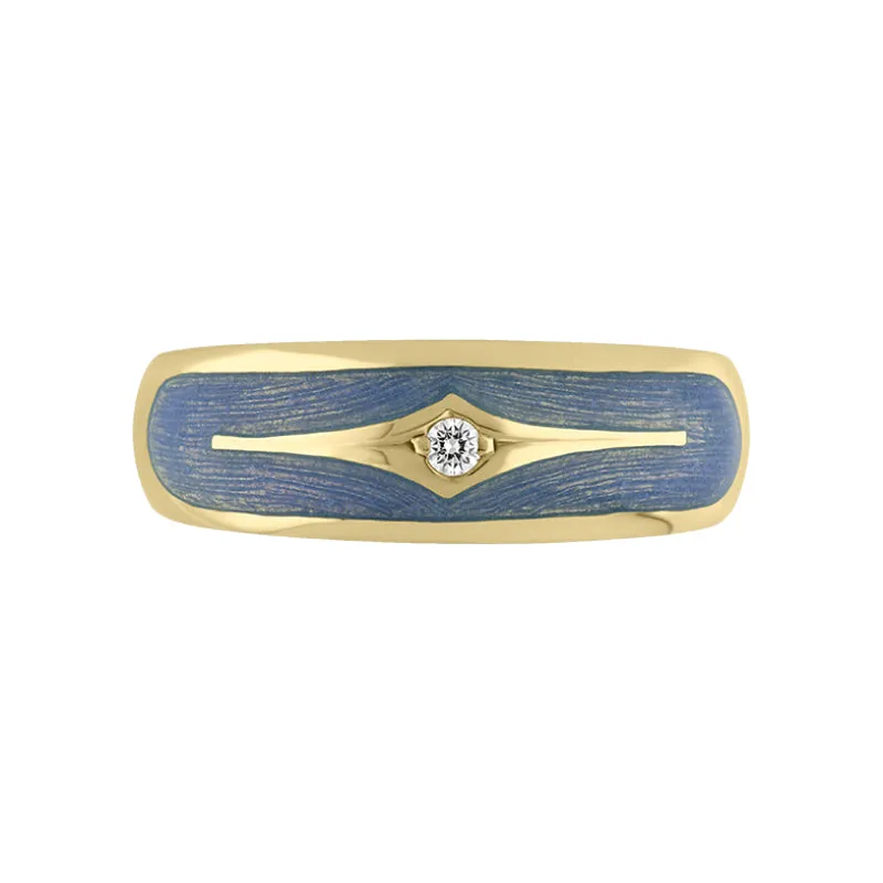 Faberge Victor Mayer 18ct Yellow Gold Diamond Blue Enamel Ring