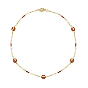Faberge Victor Mayer 18ct Yellow Gold Red Enamel Linked Chain Necklace