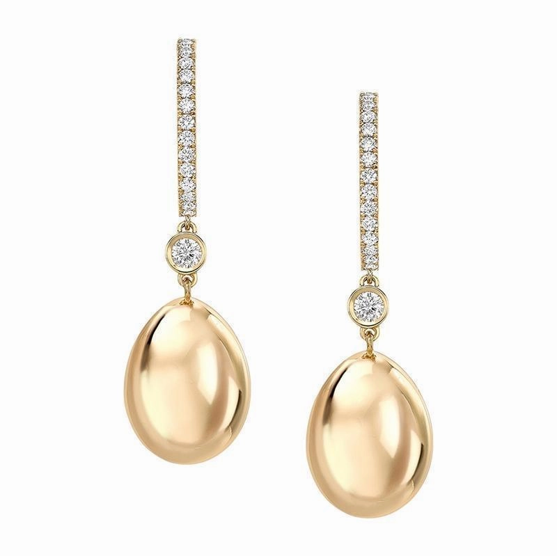 Faberge Essence 18ct Yellow Gold Diamond Simple Earrings