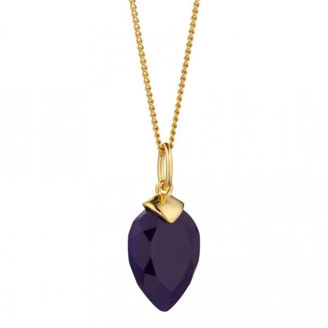 February Yellow Gold Plated Birthstone Chalcedony Stone Pendant P4976