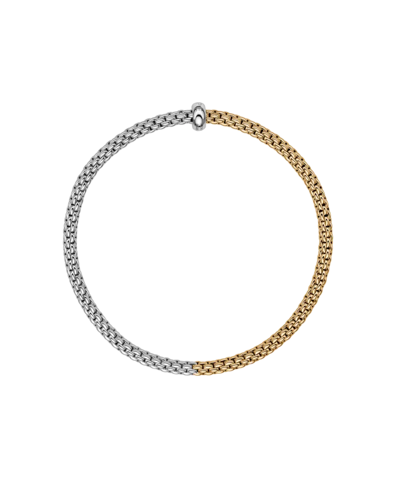 Fope 18ct Yellow & White Gold Bicolour Diamond Flex'it Bracelet