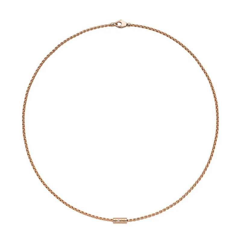 Fope Aria 18ct Rose Gold 0.02ct Diamond Necklace