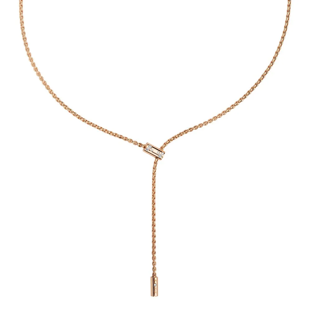 Fope Aria 18ct Rose Gold 0.11ct Diamond Adjustable Slider Necklace
