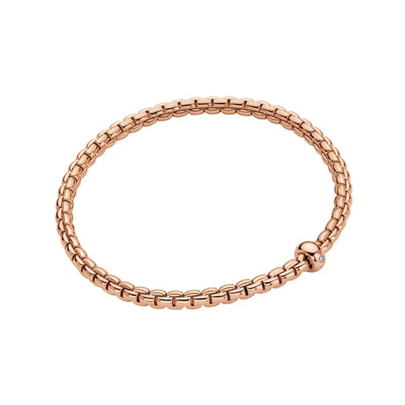 Fope Eka 18ct Rose Gold 0.01ct Diamond Flexible Bracelet