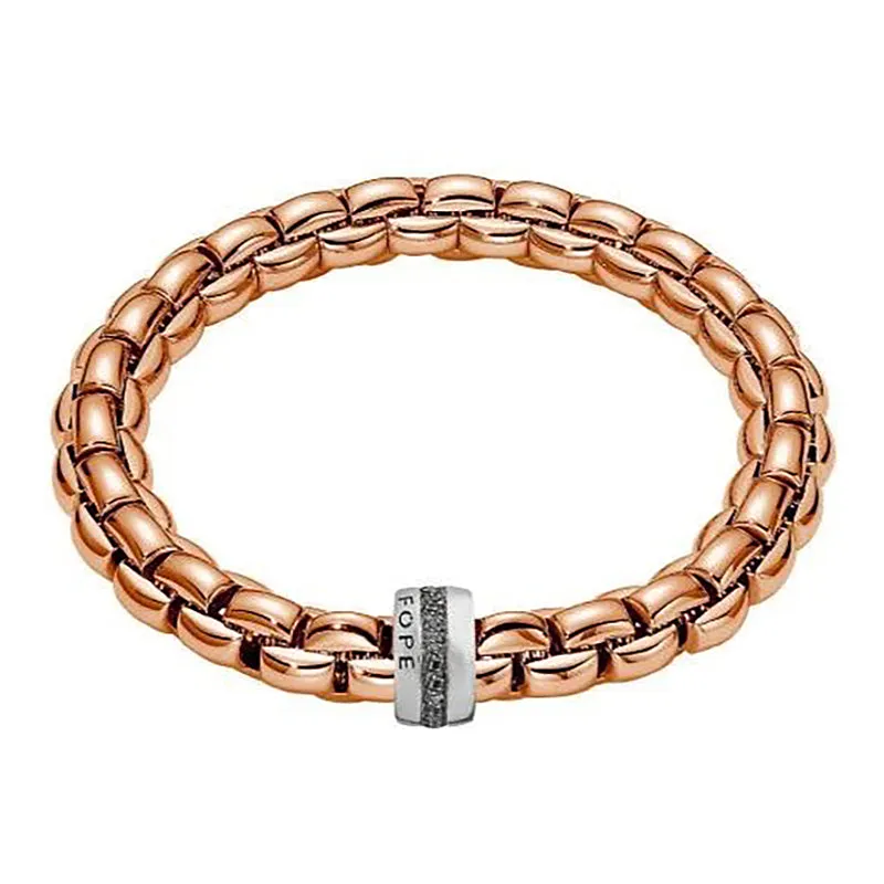 Fope Eka 18ct Rose Gold 0.74ct Black Diamond Bracelet