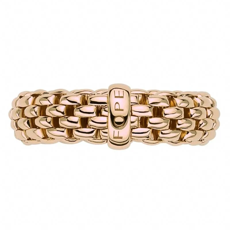 Fope Flex'it Essentials 18ct Rose Gold Medium Wide Ring