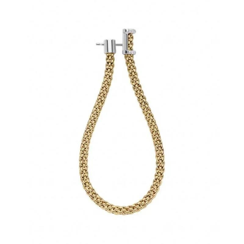Fope Flexit Essentials 18ct Yellow Gold Diamond Long Mesh Chain Earrings