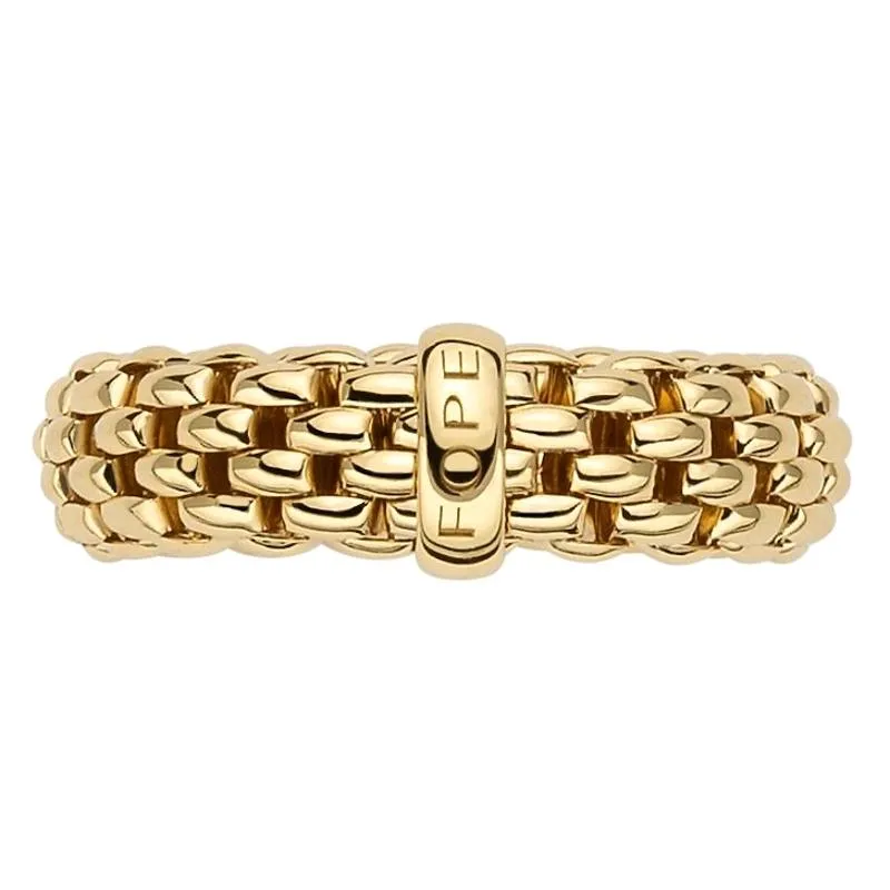 Fope Flex'it Essentials 18ct Yellow Gold Medium Wide Ring