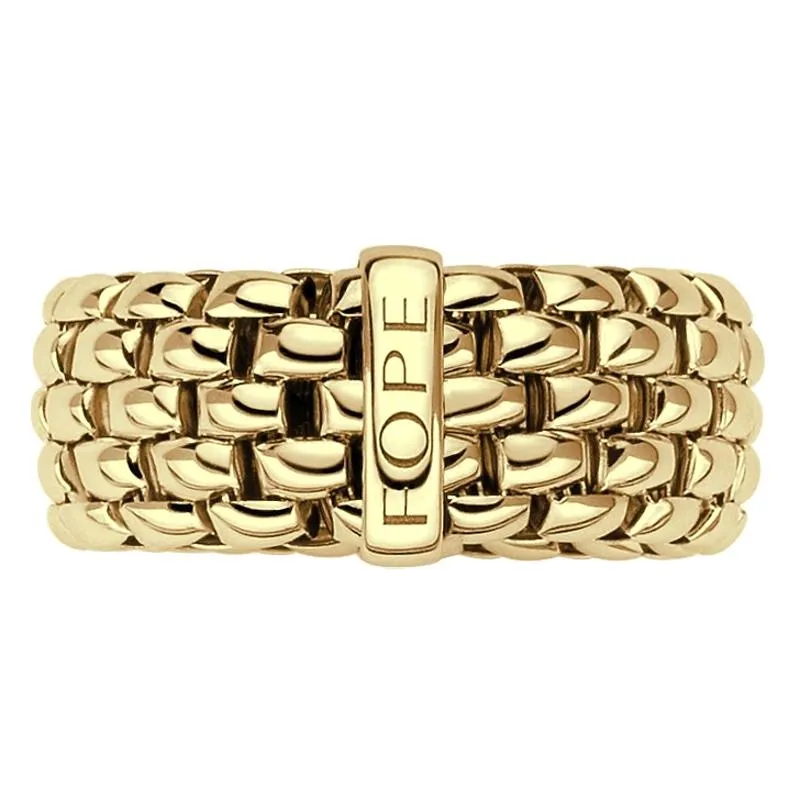 Fope Flex'it Essentials 18ct Yellow Gold Wide Ring