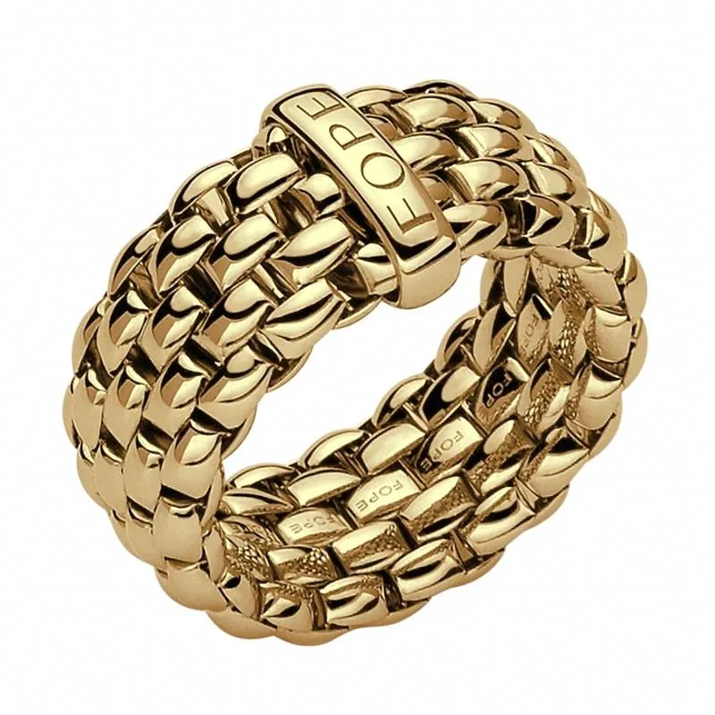 Fope Flex'it Essentials 18ct Yellow Gold Wide Ring
