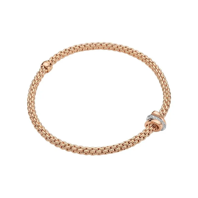 Fope Flex'it Prima 18ct Rose Gold 0.10ct Diamond Bracelet