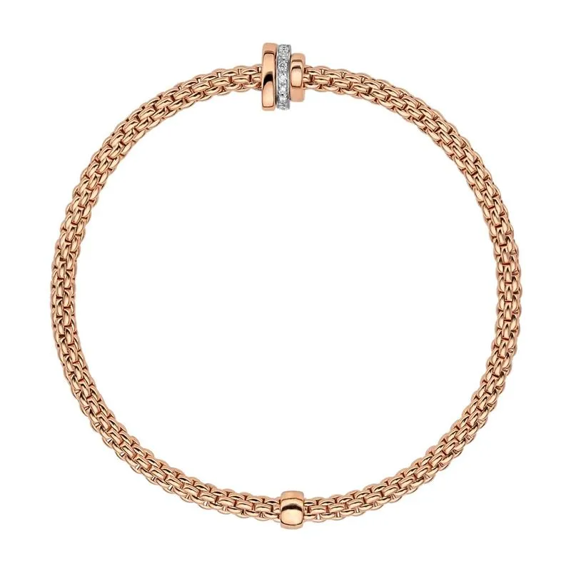 Fope Flex'it Prima 18ct Rose Gold 0.10ct Diamond Bracelet