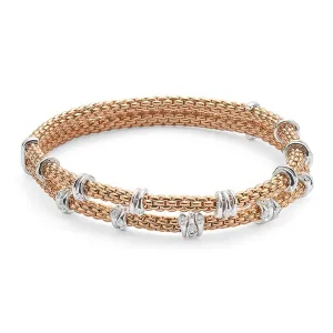Fope Flex'it Prima 18ct Rose Gold 0.37ct Diamond Two Row Bracelet