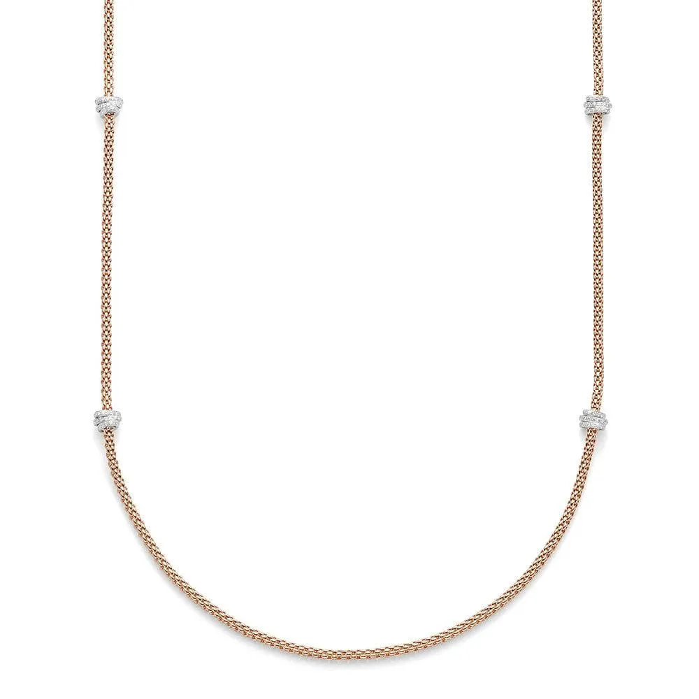 Fope Flex'It Prima 18ct Rose Gold 1.24ct Diamond 80cm Necklace