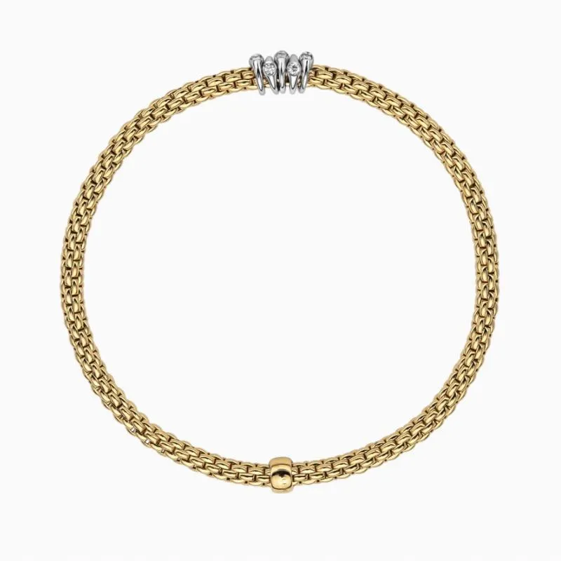 Fope Flex'it Prima 18ct Yellow Gold 0.20ct Diamond Bracelet