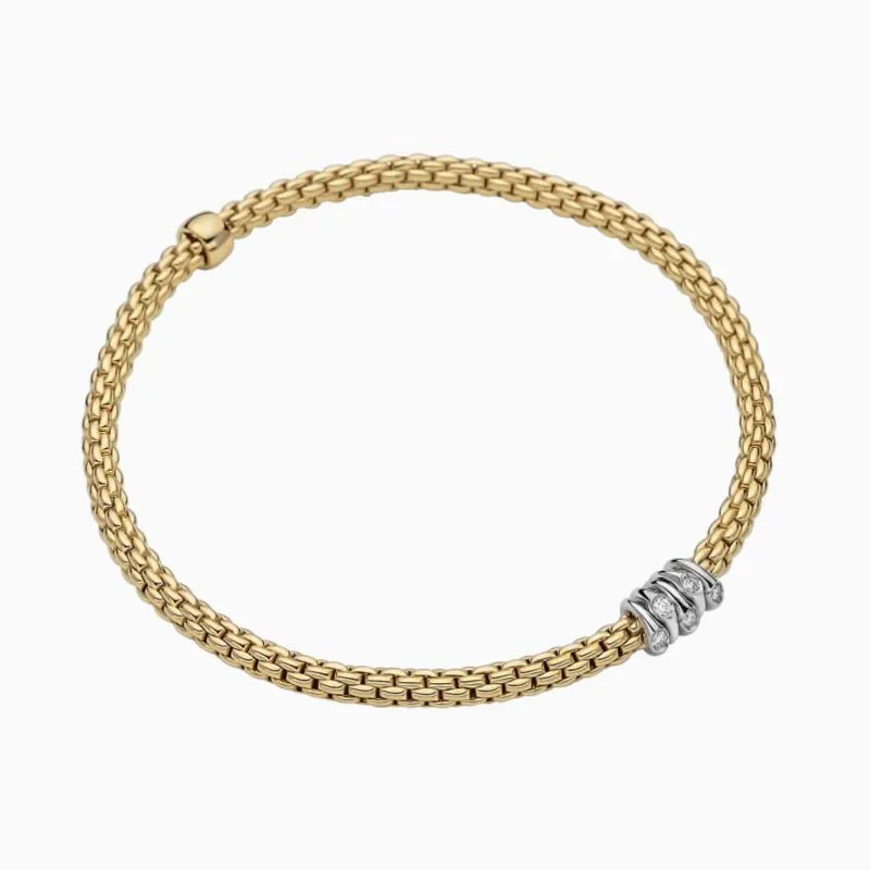 Fope Flex'it Prima 18ct Yellow Gold 0.20ct Diamond Bracelet
