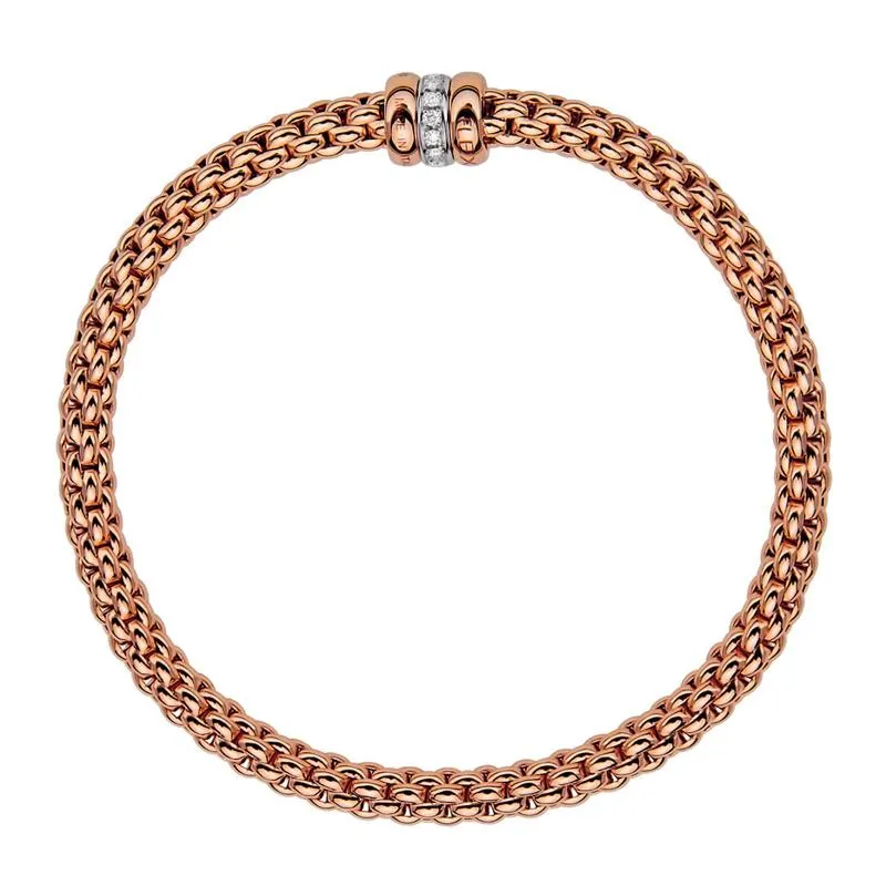 Fope Flex'it Solo 18ct Rose Gold 0.10ct Diamond Bracelet