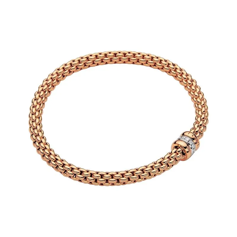 Fope Flex'it Solo 18ct Rose Gold 0.10ct Diamond Bracelet